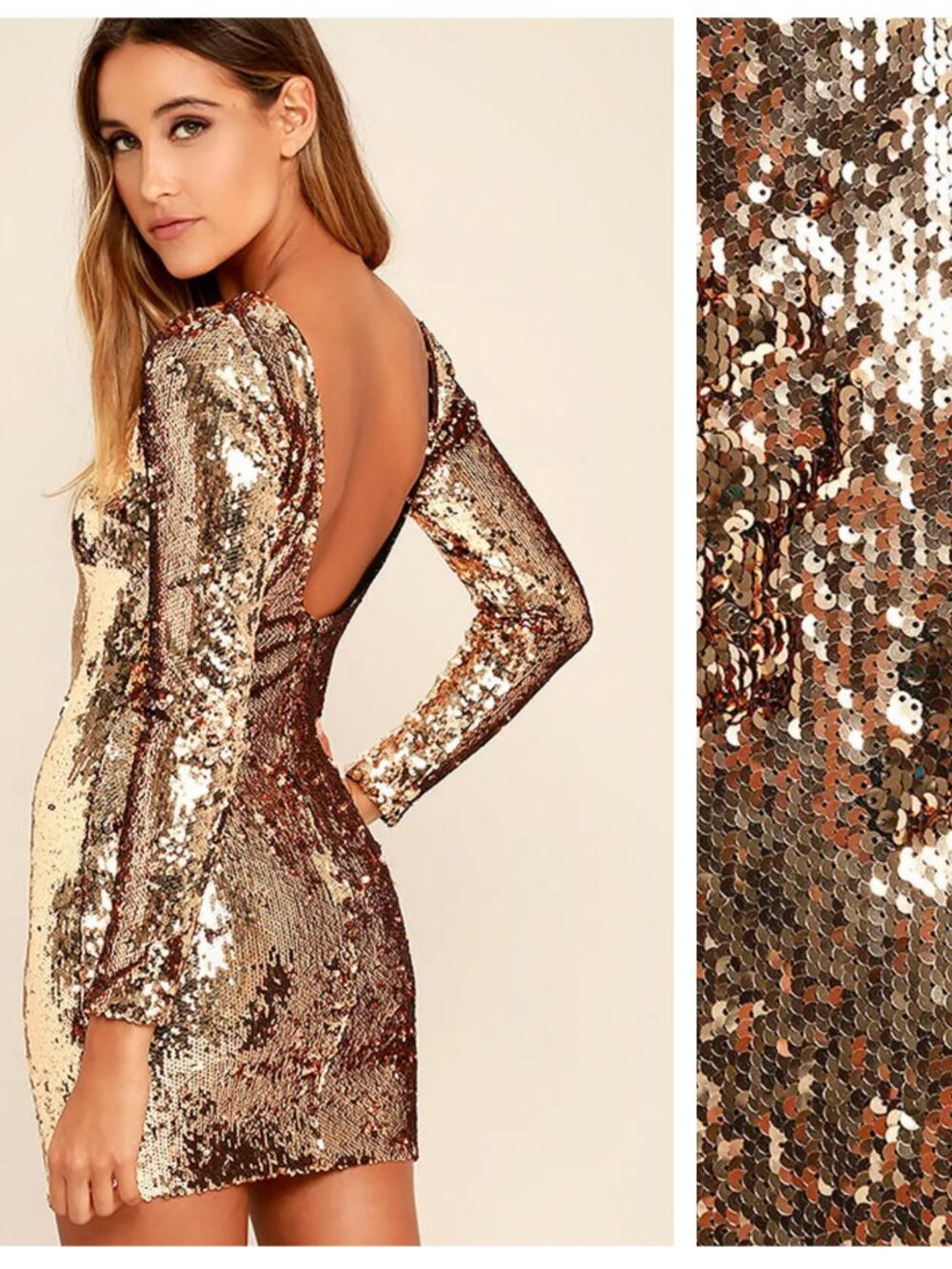 Dress the Population Lola Gold Sequin Mini Dress